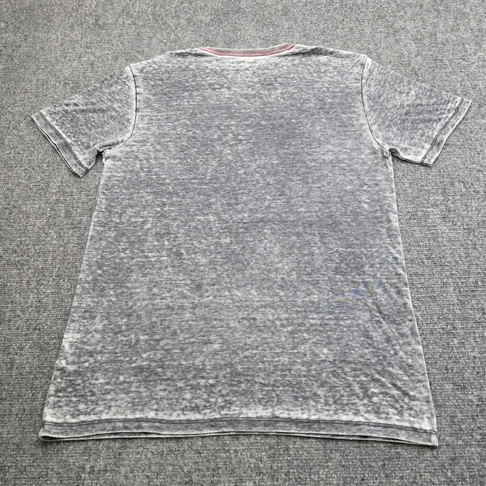 True Religion Shirt Mens Medium M Gray Acid Wash Burnout Skull American Flag Tee